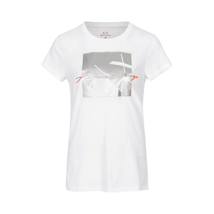 Armani Exchange 女士时髦休闲透气短袖t恤 In White