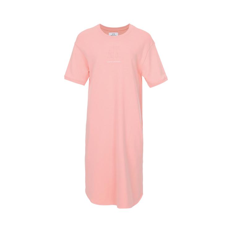 Armani Exchange 女士立体logo短袖连衣裙 In Pink