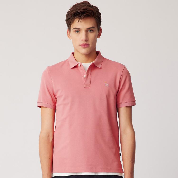 Hazzys 【lconict】夏季标志性polo衫男休闲短袖纯色t恤上衣 In Pink