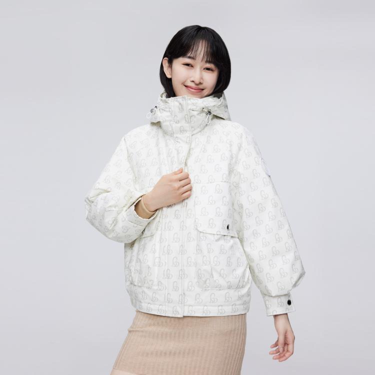 Bosideng 波司登 【潮流印花】冬季女中长款羽绒服户外保暖御寒外套 In White