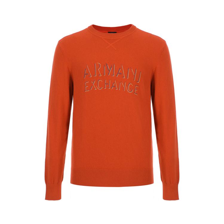 Armani Exchange 男士经典休闲拼色字母套头衫 In Orange