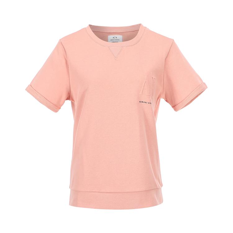 Armani Exchange 女士新潮立体logo标纯棉短袖t恤 In Pink