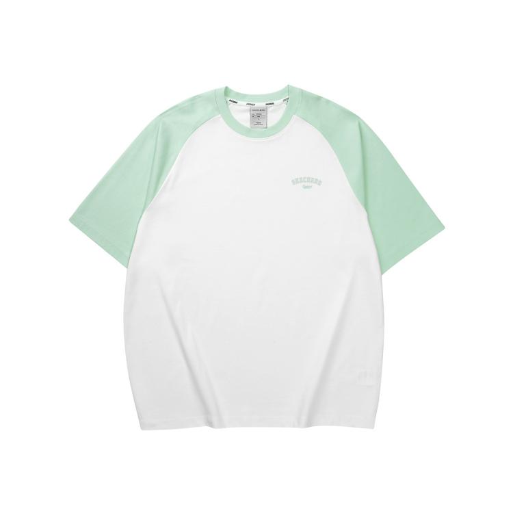 Skechers 【舒适柔软】男女同款撞色针织短袖t恤衫夏季 In White