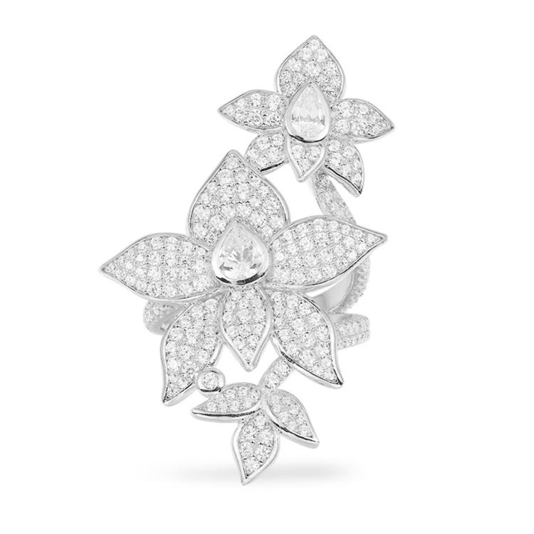 Apm Monaco 银白色花朵设计造型戒指a21133ox In Metallic