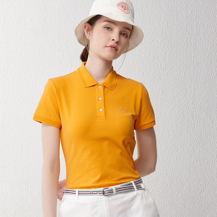Hazzys 【lconict】素色短袖标志性polo衫女抗紫外线夏季t恤 In Yellow