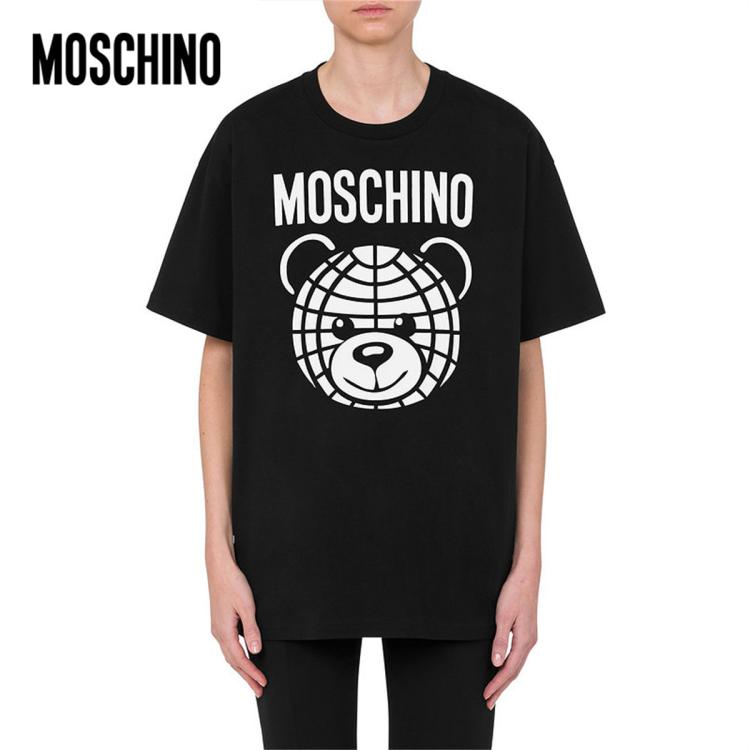 Moschino /莫斯奇诺  女士 泰迪熊平纹针织t恤 In Black