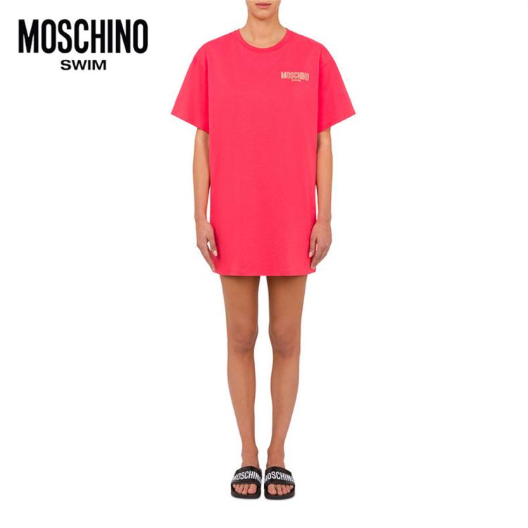 Moschino Swim/莫斯奇诺 女士水钻logo长t恤 In Multi