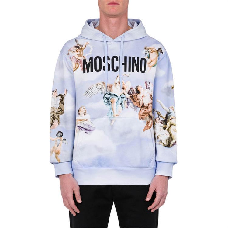 Moschino /莫斯奇诺 男士壁画印花纯棉连帽卫衣 In Brown