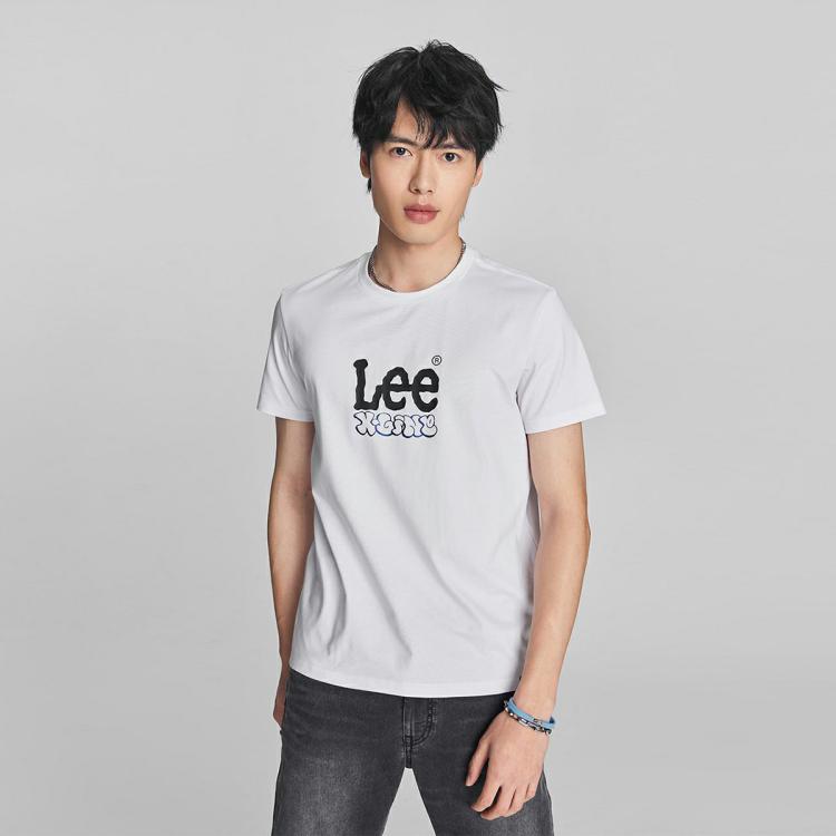 Lee 24早春新品标准版型镭射字母印花凉感男短袖t恤潮 In White