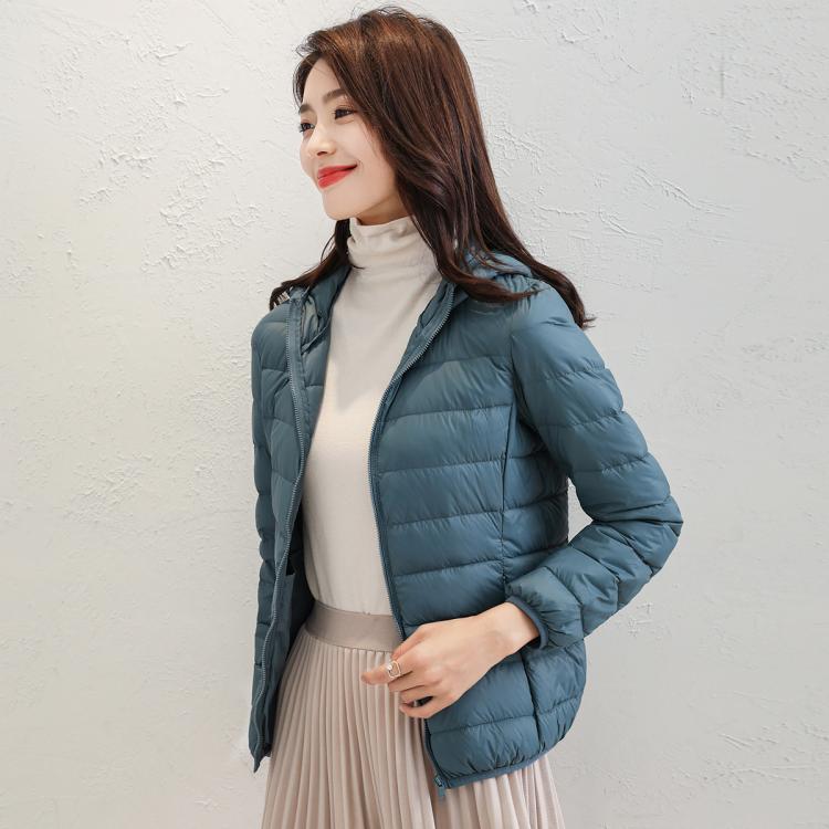 鸭鸭 【经典爆款】抗寒春秋保暖轻薄时尚纯色连帽女士羽绒服女