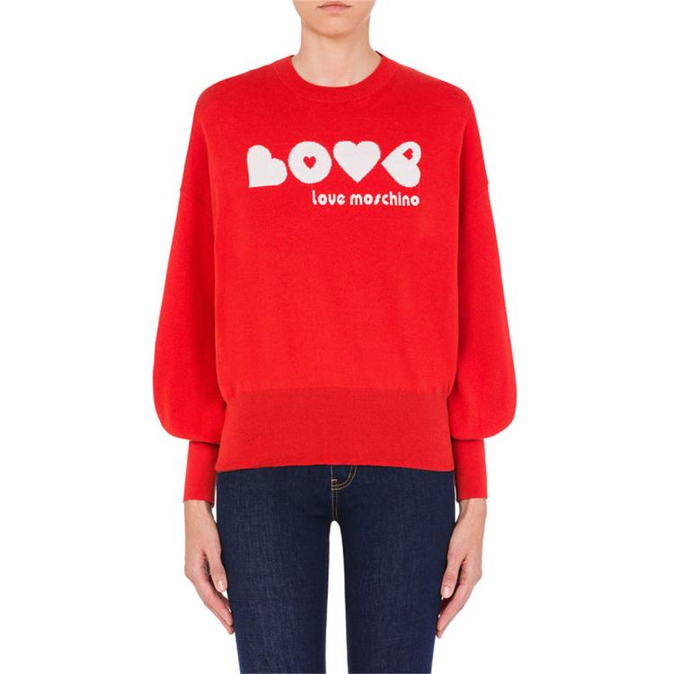 Moschino 女士hearts嵌花缎面针织套衫love In Red