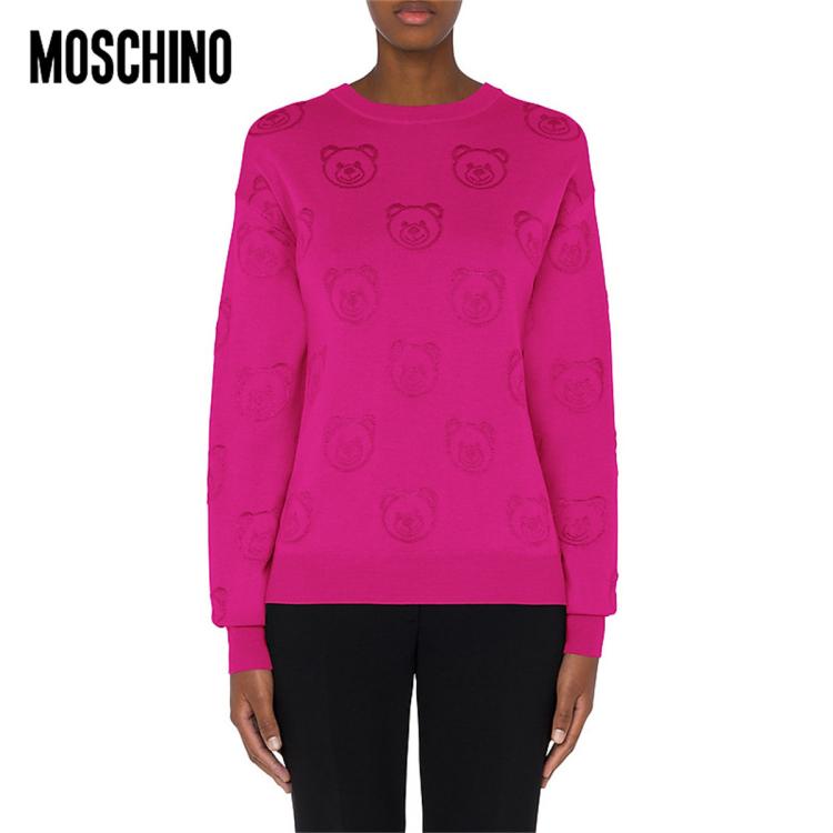 Moschino /莫斯奇诺   女士 Teddy Bear 泰迪熊羊毛套衫 In Pink