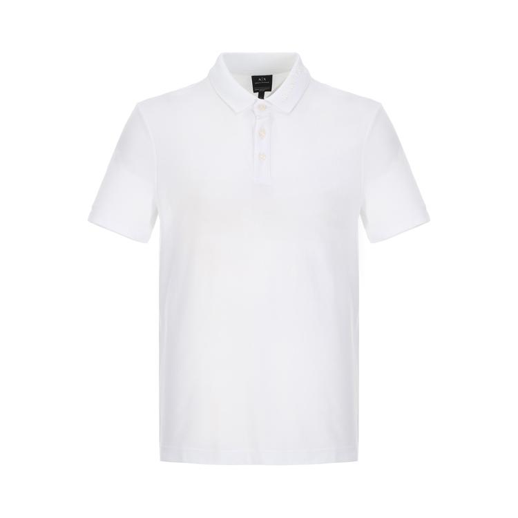 Armani Exchange 男士经典简约柔软舒适通勤休闲polo衫 In White