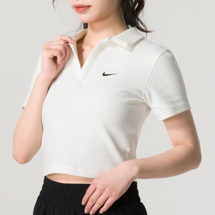 Nike 女装上衣2024年夏季时尚短袖运动休闲舒适女式polo衫 In White