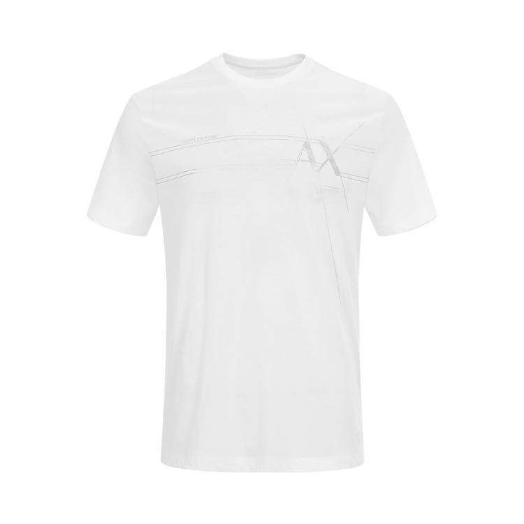 Armani Exchange 男士经典前卫摩登纯棉圆领短袖t恤 In White