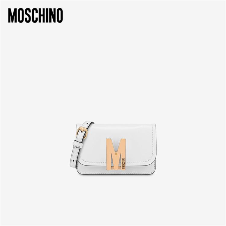 Moschino 女士牛皮革镀金m迷你单肩包 In White