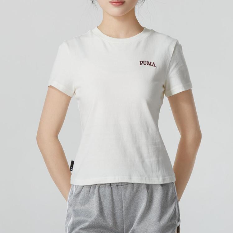 Puma 2024款圆领短袖女装上衣休闲舒适时尚运动t恤 In White