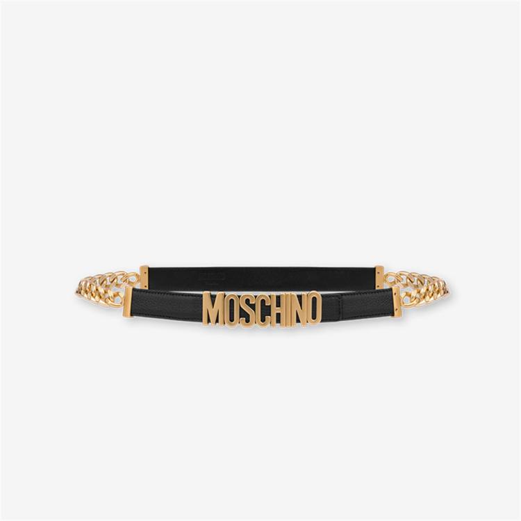 Moschino 早秋女士goldchain鹿皮腰带