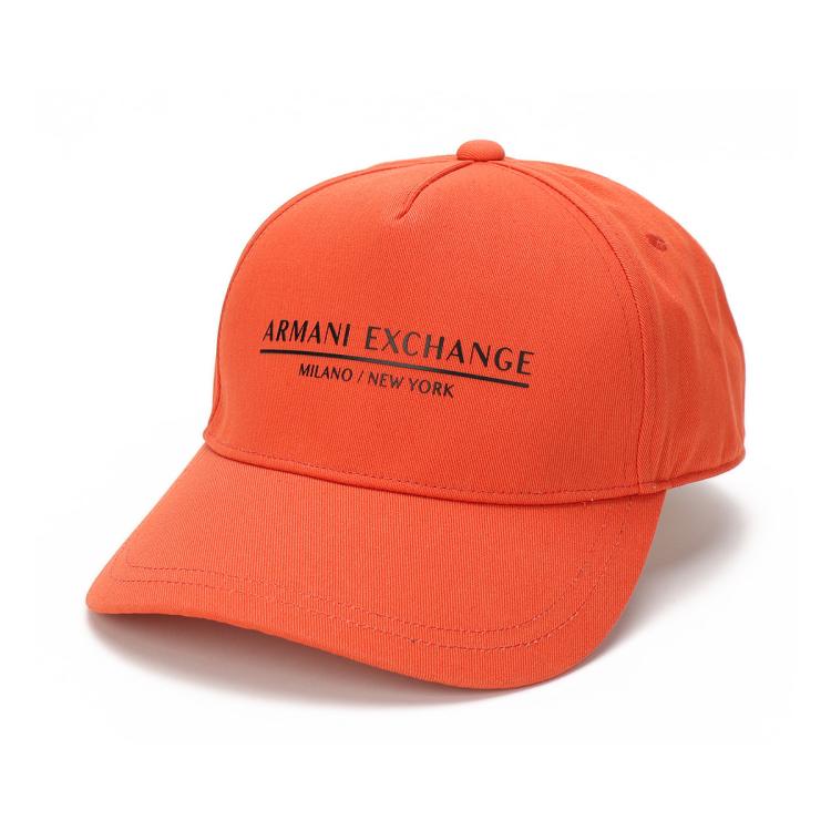 Armani Exchange 男士纯棉logo字母鸭舌帽遮阳百搭遮脸帽硬顶棒球帽 In Orange