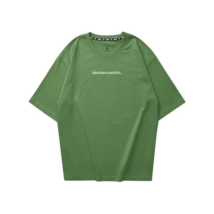 Skechers 【日常舒适】24年男女同款短袖衫针织短袖t恤衫时尚潮流夏季 In Green