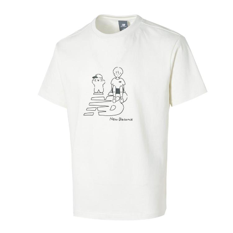 New Balance 【向心生活】24夏季新品t恤男女情侣同款休闲针织短袖 In White