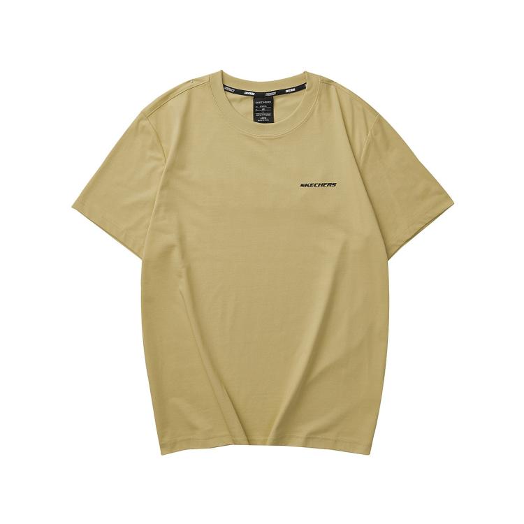 Skechers 【漫步系列】夏季男士短袖衫针织短袖t恤衫低调简约 In Green