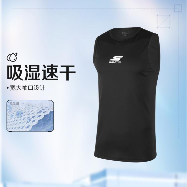 斯凯奇 【吸湿速干】男士背心针织无袖t恤衫运动背心t恤男夏季