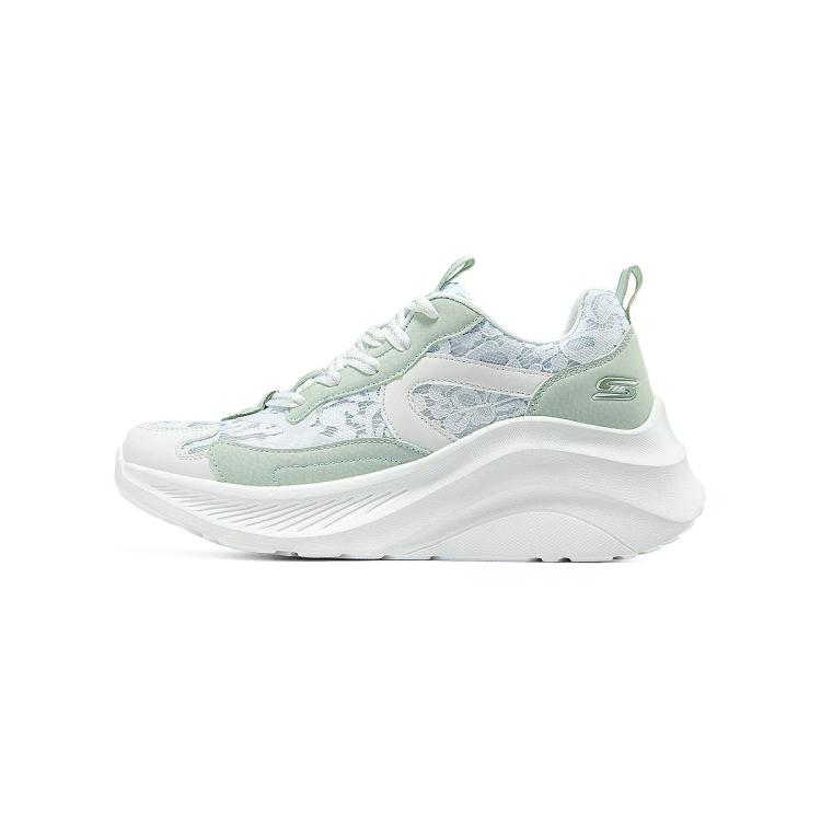 SKECHERS 斯凯奇 【糕糕鞋】蕾丝网面女鞋运动休闲鞋厚底小白鞋女轻薄透气夏季
