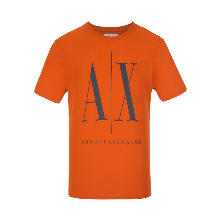 Armani Exchange 男士新潮帅气大logo纯棉圆领短袖t恤 In Orange