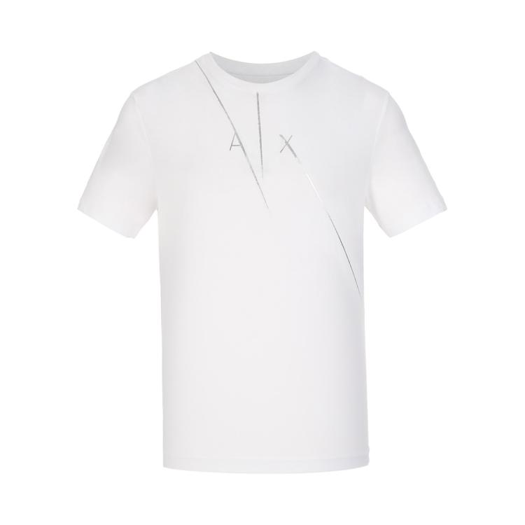 Armani Exchange 男士潮酷摩登logo全棉圆领短袖t恤 In White
