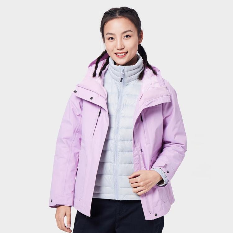 Columbia 秋冬女式户外防风金点热能保暖羽绒内胆三合一外套 In Pink