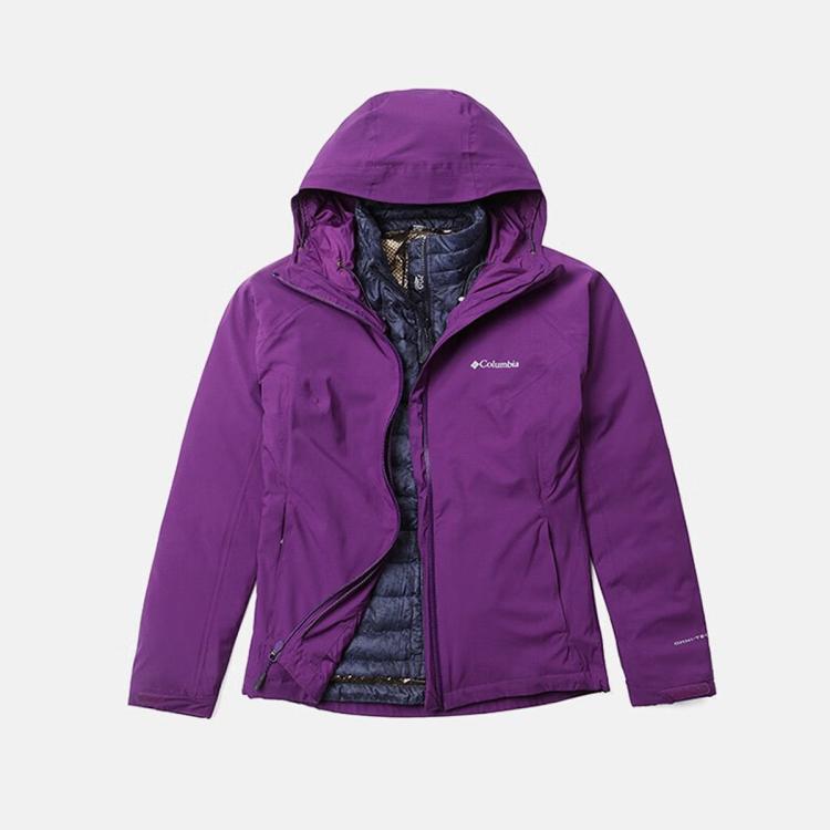 Columbia 户外女士700蓬羽绒内胆热能保暖防水三合一外套 In Purple