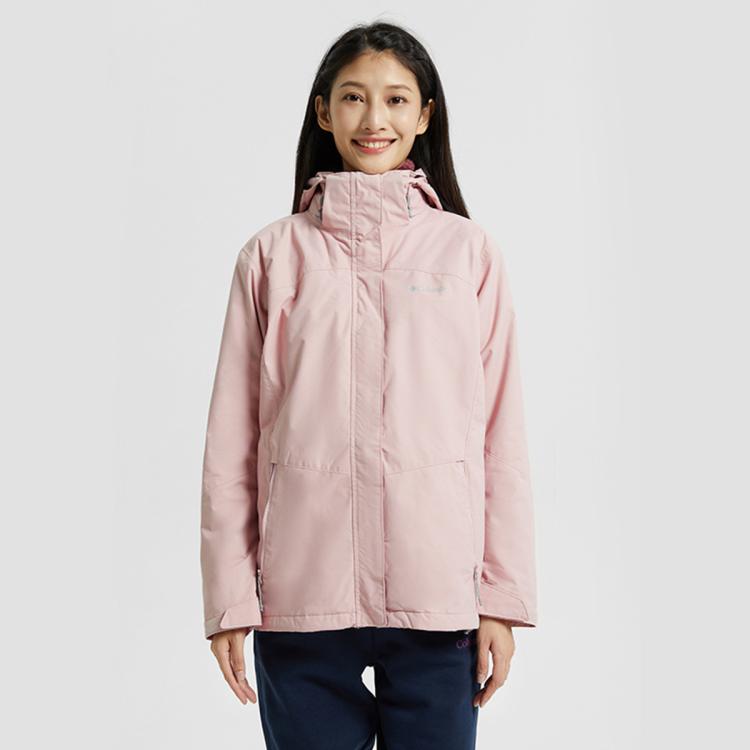 Columbia 户外秋冬女款徒步登山抓绒内胆三合一外套 In Pink