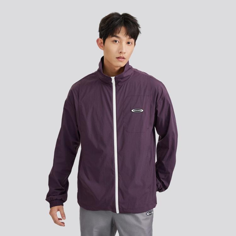 Skechers 斯凯奇 【立领夹克】秋季内衬双层男式外套时尚休闲夹克风衣外套男 In Purple