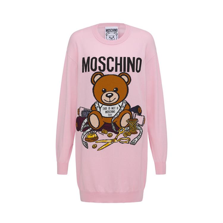 Moschino 女士sartorial Teddy Bear针织连衣裙 In Pink