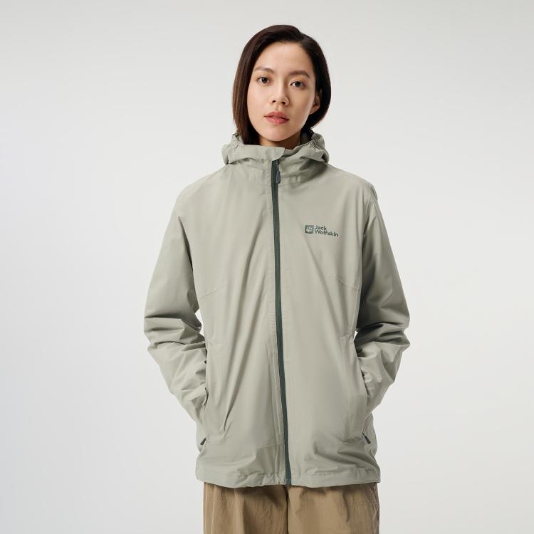 Jack Wolfskin 狼爪24冲锋衣女式户外运动休闲抓绒内胆三合一夹克外套 In Neutral