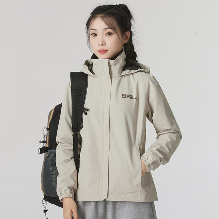 Jack Wolfskin 狼爪冲锋衣24秋冬女式户外运动休闲防风防泼水夹克外套 In Gray