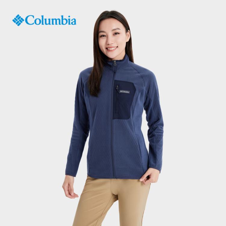 Columbia 户外女子时尚简约立领保暖休闲外套抓绒衣 In Blue