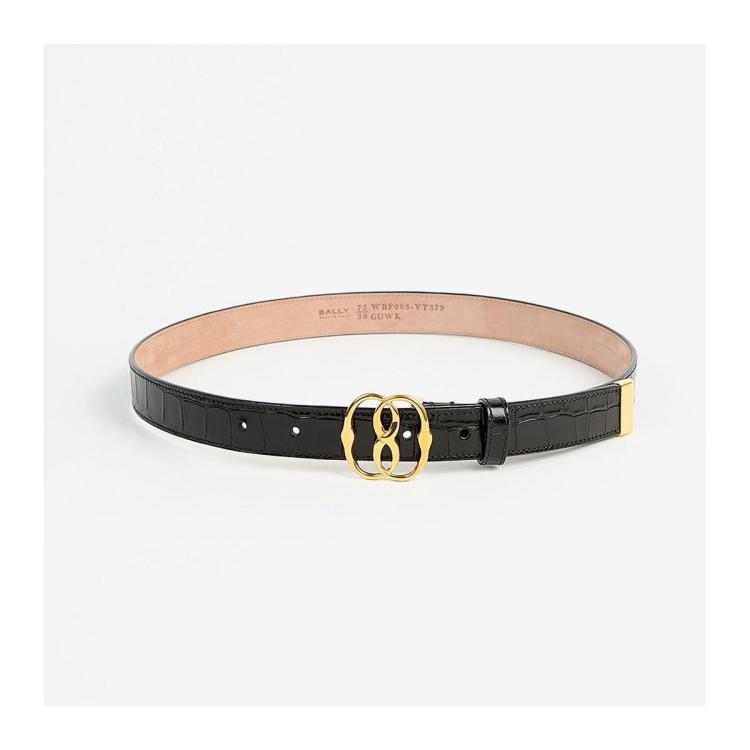 Bally 巴利女士商务通勤窄款皮带腰带 In Black