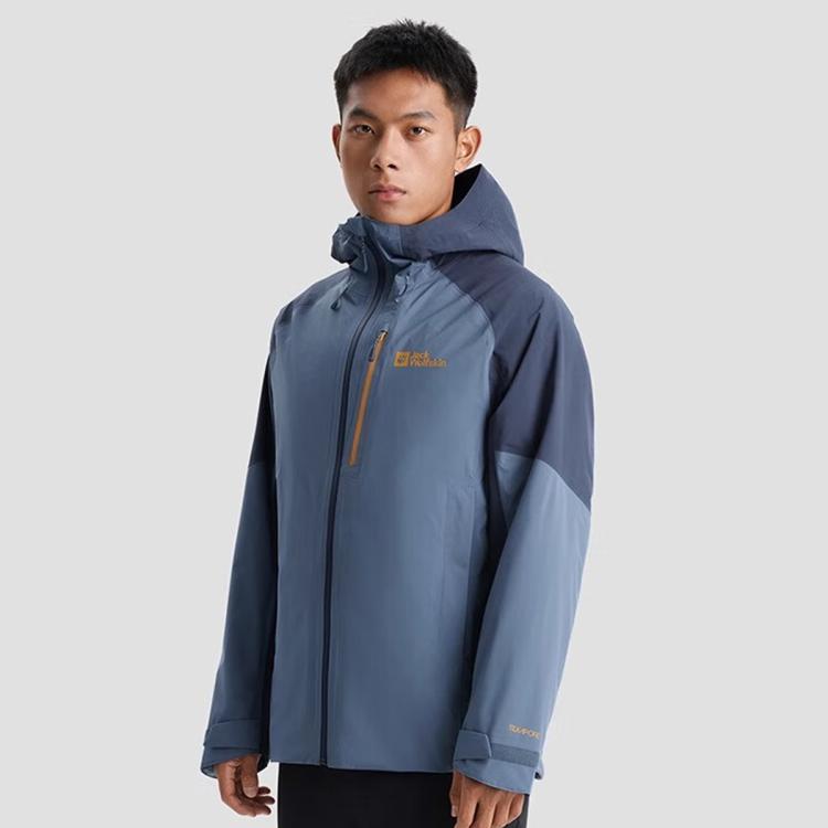 Jack Wolfskin 狼爪冲锋衣24秋冬男式户外运动休闲防风防泼水夹克外套 In Blue