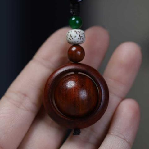诺米美物 【时来运转】小叶紫檀木质纹理钥匙扣挂件 图片 5