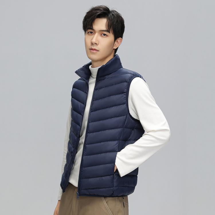 鸭鸭 冬季休闲保暖轻薄柔软外穿羽绒背心男士立领马夹男