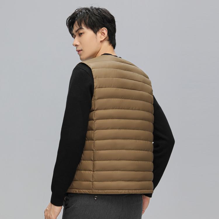 鸭鸭 冬季轻薄保暖时尚圆领内恤羽绒背心男士马夹