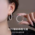 诺米美物 925银针法式复古圈圈耳环女高亮仿珍珠耳圈轻奢优雅圈圈耳饰 图片 1