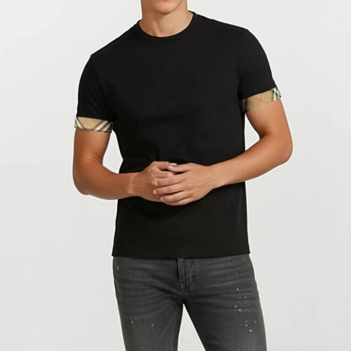 BURBERRY 【休闲百搭】男士极简纯色宽松圆领T恤