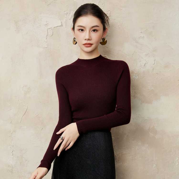 粉蓝衣橱 【全羊毛】日常百搭羊毛衫女秋冬套头舒适毛衣针织衫