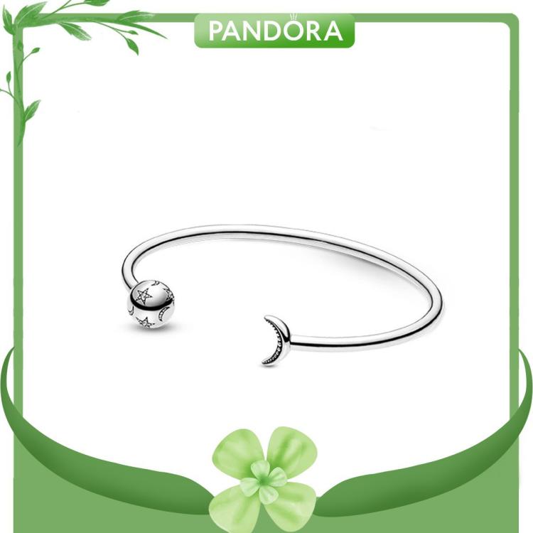 PANDORA 潘多拉星月开口925银手镯可叠戴手串轻奢高