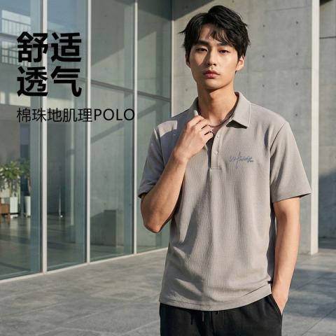 德尔惠 【重磅棉面料】男士简约百搭短袖POLO衫夏季日常通勤翻领T恤 图片 3
