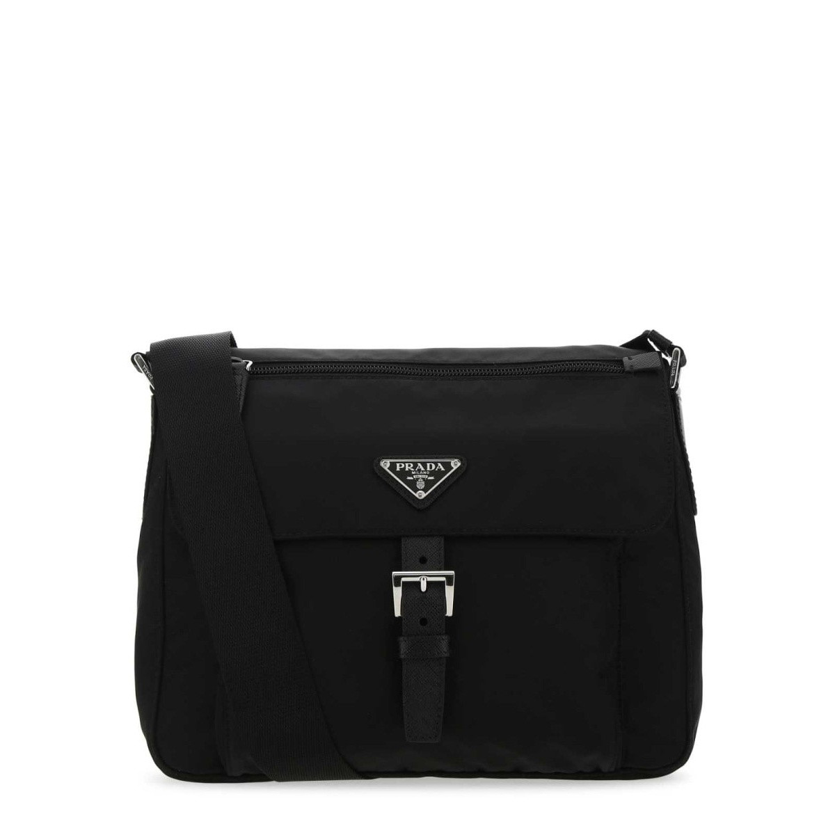 PRADA 金属三角形徽标 尼龙 邮差单肩包