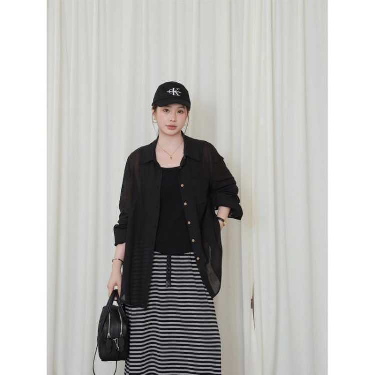 大婉酱 【糖果色纯棉衬衫】聚会通勤提花轻透衬衣26夏新女百搭宽松外套